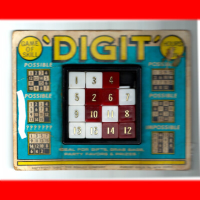 ROLEX 'DIGIT' Game of Skill Plastic Slide Puzzle 15 NUMBERS Party Favor 1960S