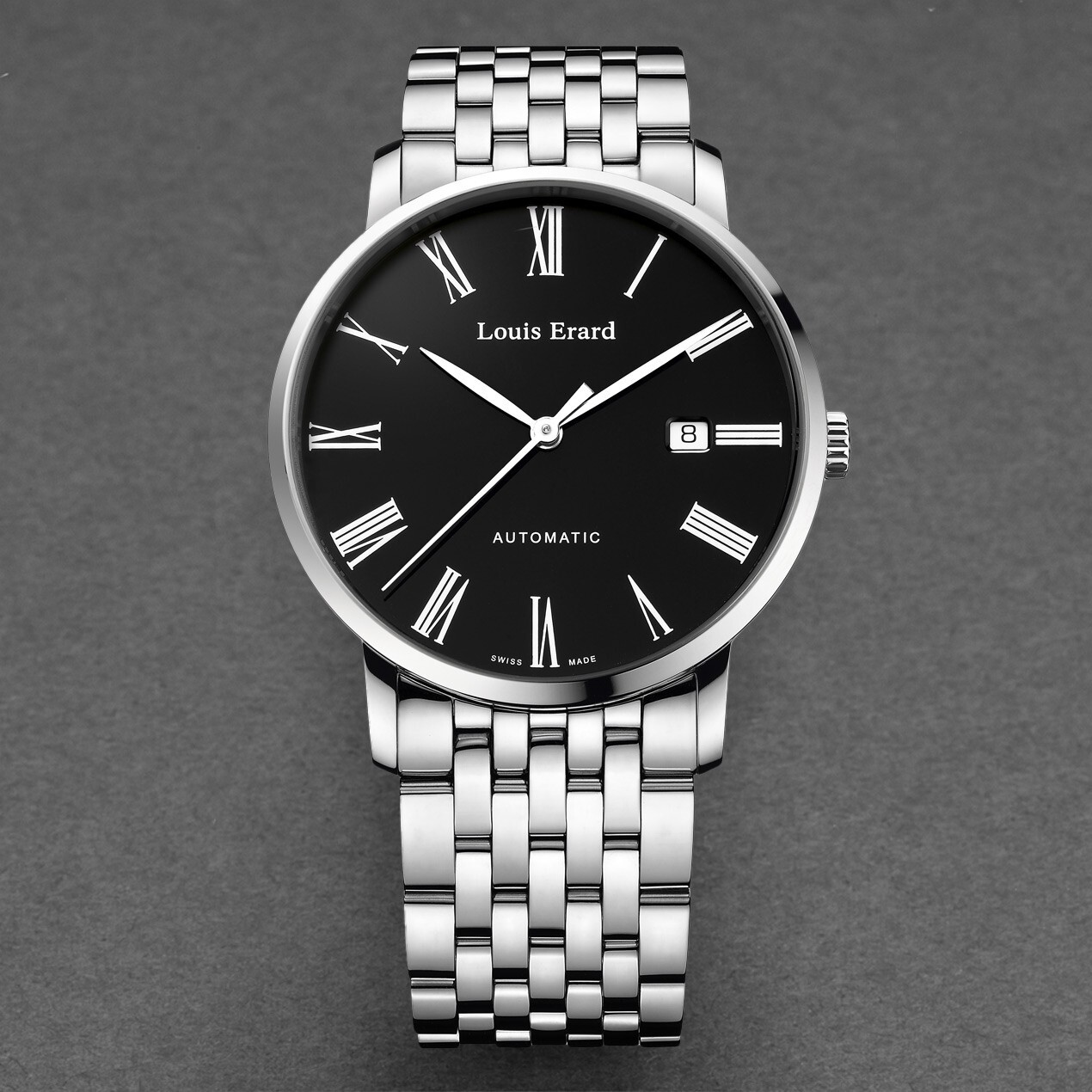 Pre-owned Louis Erard Louiserard Excellence, M, S/s, Blk-d,s/s-b,m A