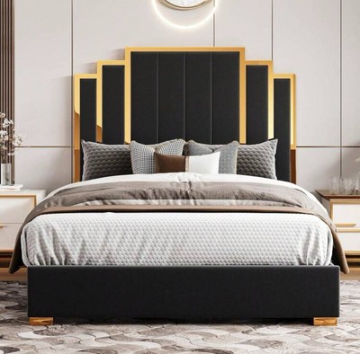 Design F Florence Platform Bed with Frame, King And Queen - Gray
