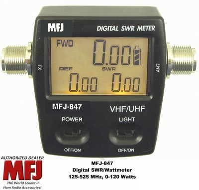 MFJ 847 Digital SWR/Power/Wattmeter VHF/UHF 125-525 MHZ, 120 Watts Mobile/Base . Buy it now for 109.95
