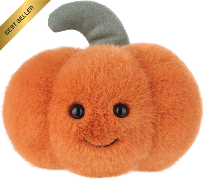 4.5In Orange Pumpkin Plush Toy Soft Cuddly Stuffed Vegetable Toy for Kids