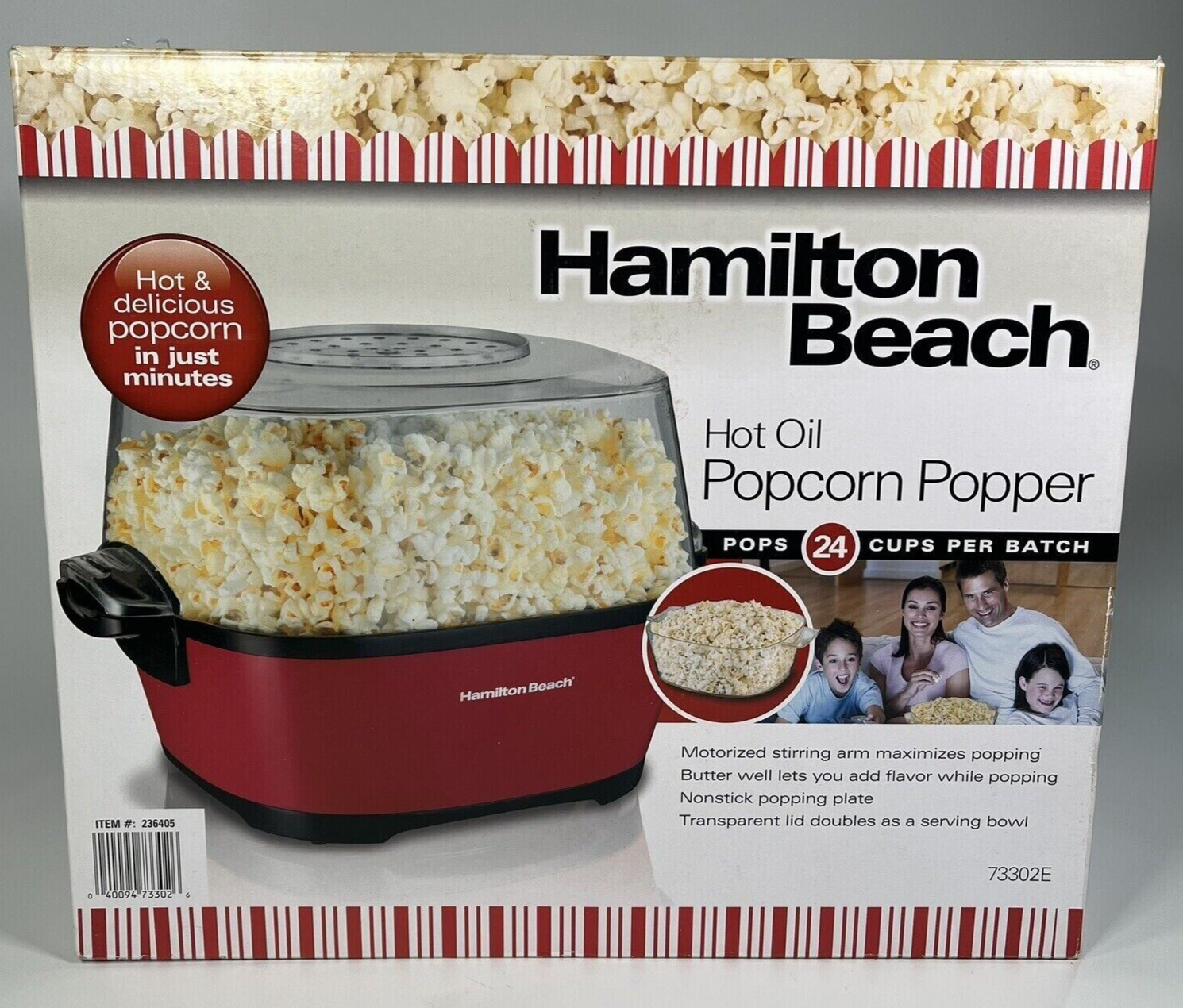 Hamilton Beach 24 Cup Hot Oil Popcorn Popper With Lid Double