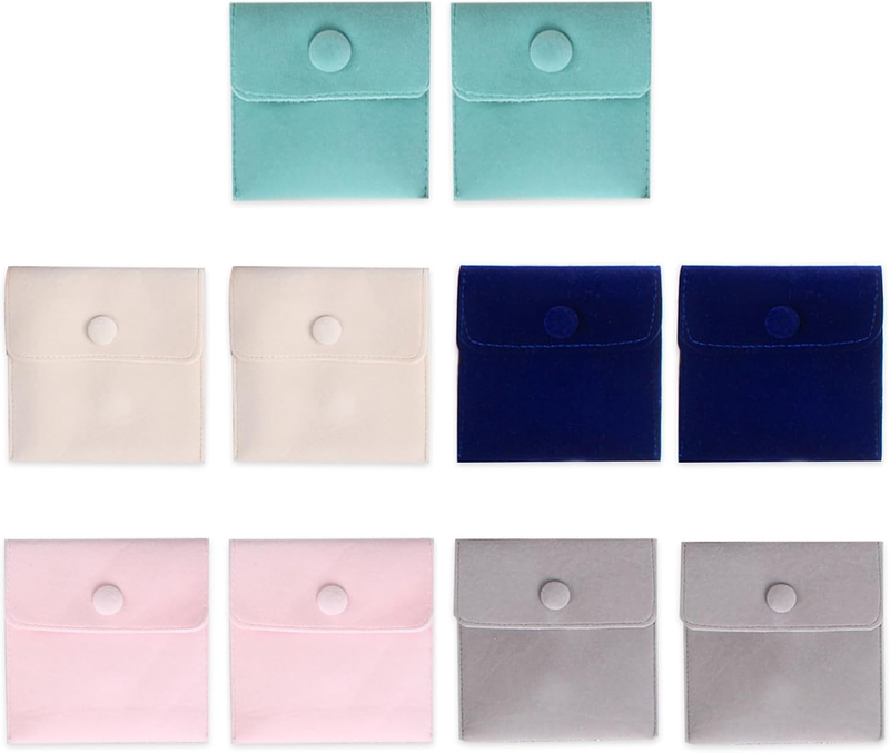 10 Pcs Velvet Jewelry Pouches, Small Velvet Bags with Iron Snap Button for Candy