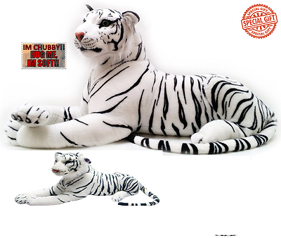 White Tiger Soft Toy Amazing Large Plush 70 cm and 40 cm Huge Cuddly Toy Fluffy 