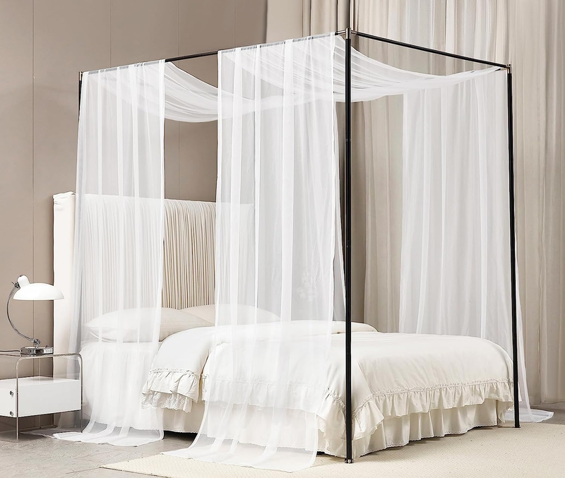 Canopy Bed Curtains with Light Princess Bed Canopy Scarf for Full/Queen Metal Be
