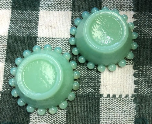 Set Of 2 JaditeCandlewick Style Beaded Open Salt Dip Dish Cellar