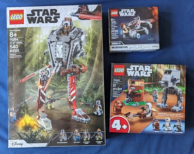 3 LEGO Star Wars sets AT-ST Raider 75254, AT-ST 75332 & 75295 Microfighter