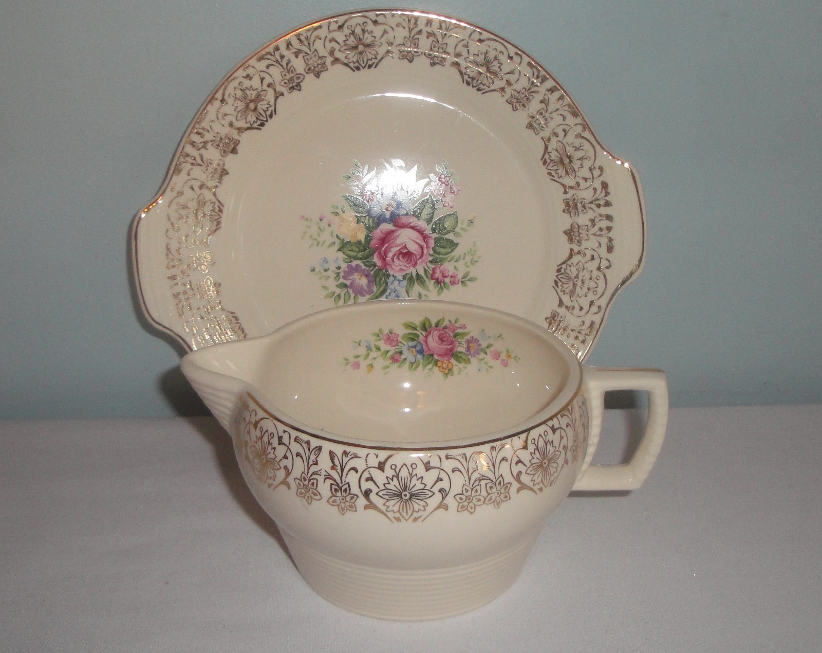 Triumph Limoges Rosalie Gravy Sauceboat and Relish/Gravy Underplate