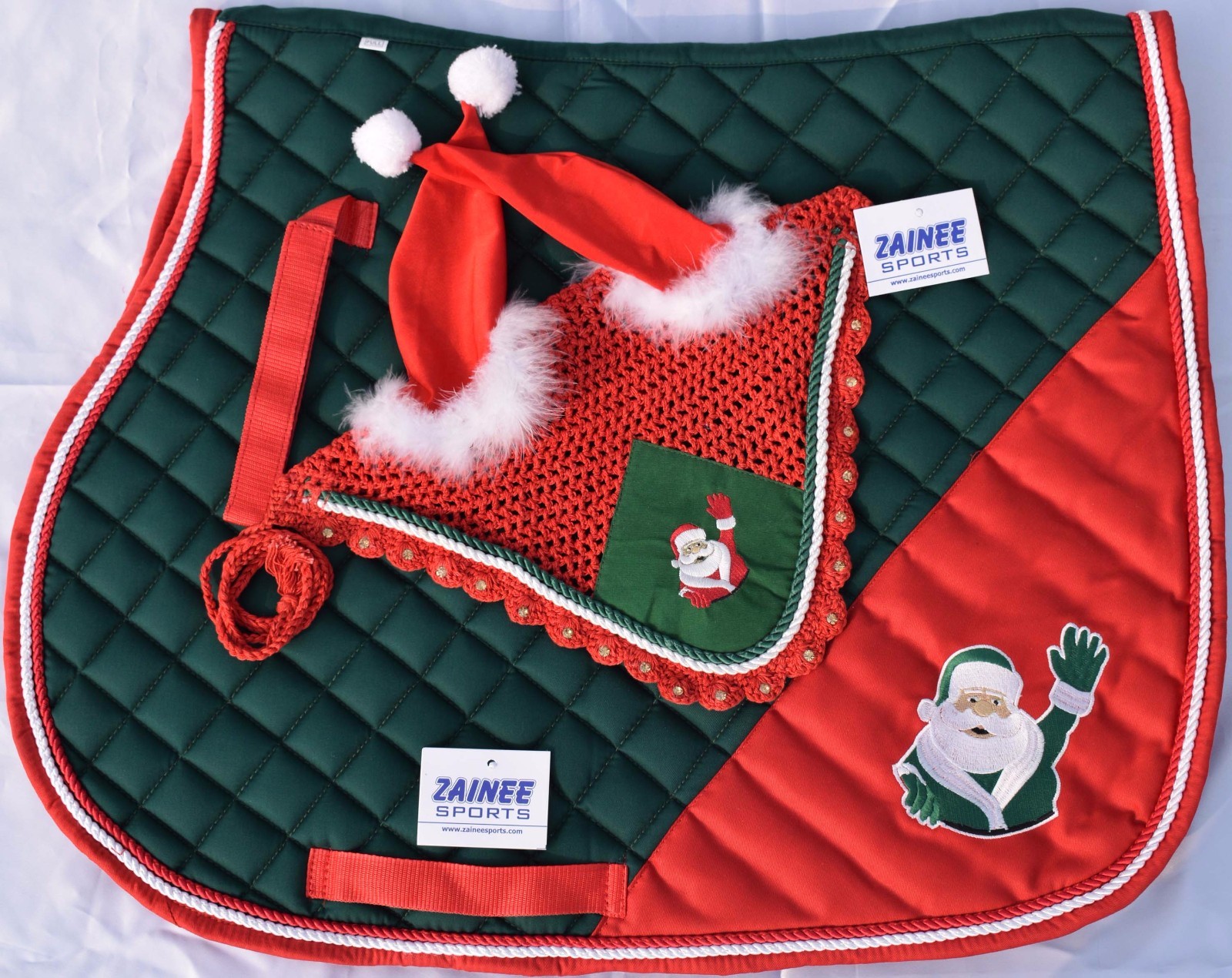 новогодняя амуниция для лошади. новогодняя амуниция. новогодний вальтрап. комплект вальтрап ногавки ушки. новогодний костюм лошади.