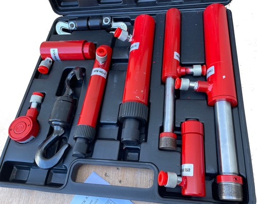 7pc Hydraulic Auto Body Frame Repair Hook Puller Pusher Ram 10T 4T 2 Porta Power