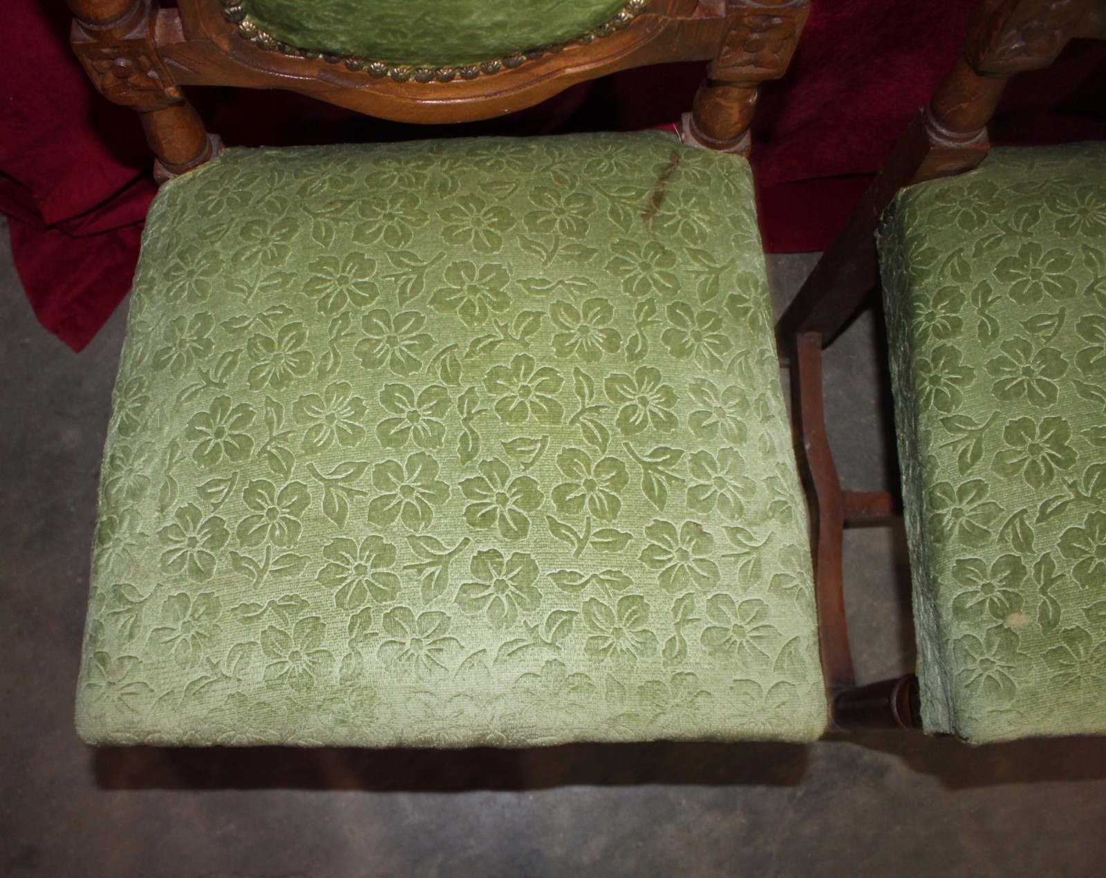 Antique French Renaissance Heavily Carved Dining Chairs, Set of Six