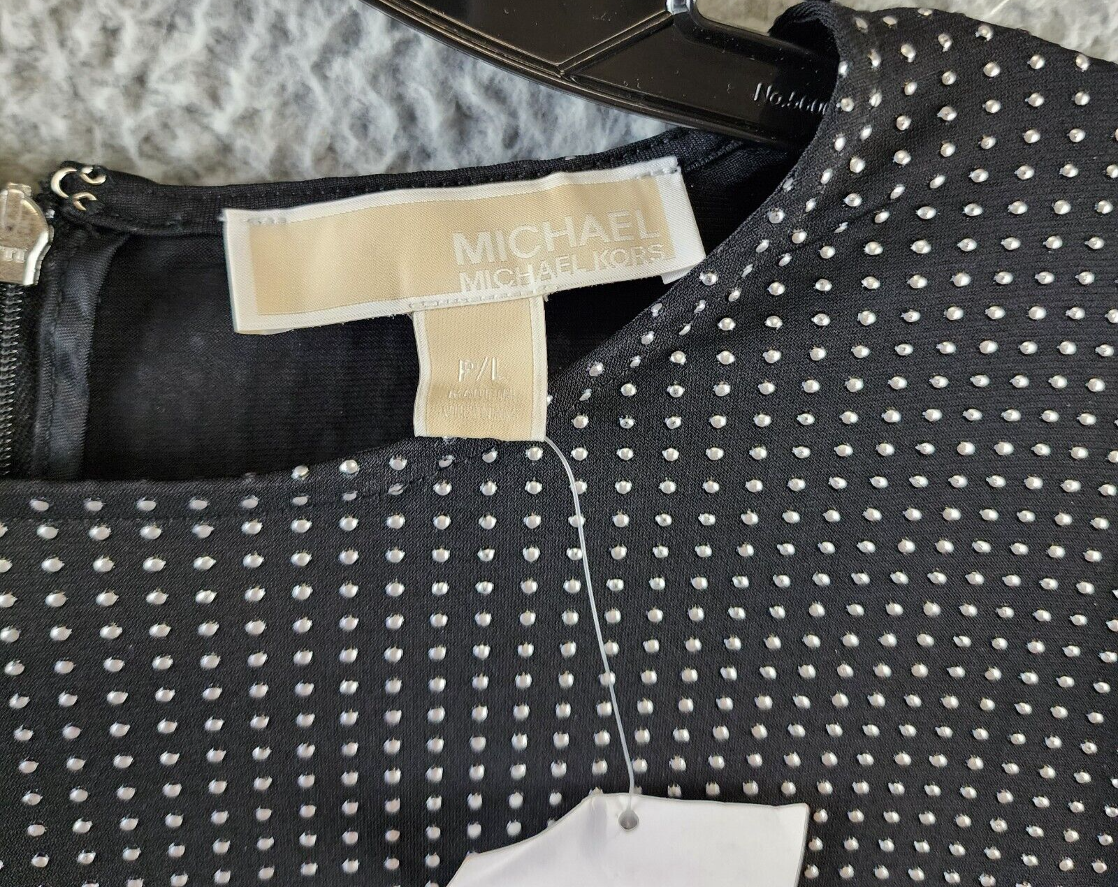 Michael Michael Kors Polka Dot Dress Women's PL Black/White Zip Closure S/S~ - Picture 5 of 13