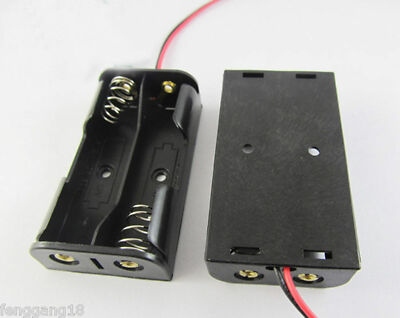 10pcs New 2x AA 2*AA 2A 2XAA Battery Holder Box Case 3V With Lead Wire Black