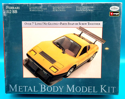 1988 Testors Burago Ferrari 512BB Metal Body Model Kit UNASSEMBLED SEALED
