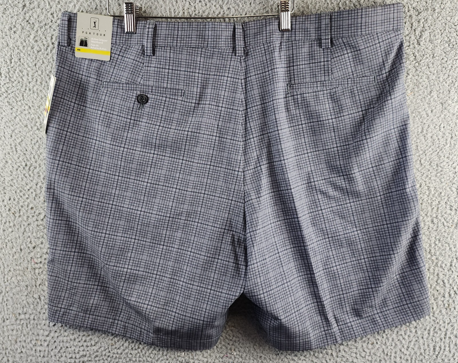 PGA TOUR Check Print Performance Golf Shorts Men's 44 Caviar Slash Pockets - Picture 14 of 16