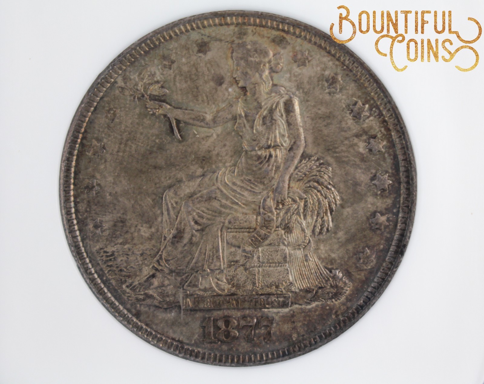 ~1877 NGC MS 64 Trade One Dollar T$1 Mint State Toned (U94)~