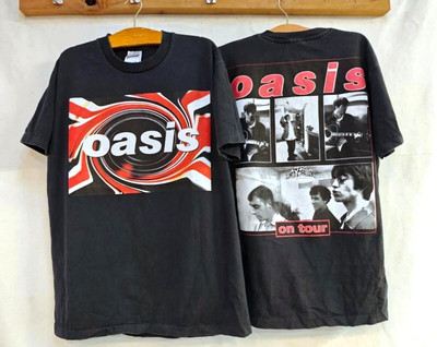 Vintage Oasis Shirt L Box Logo Uk Tour U2 Beatles Radiohead Coldplay Reprint