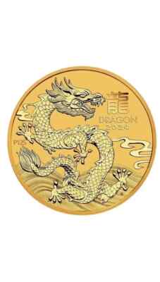 1/10 oz .9999 Fine BU 2024 Australian Gold Perth Dragon In Capsule