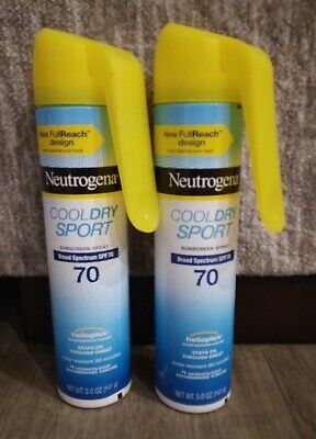 2 Cans Neutrogena Sport Sunscreen Spray SPF 70 Cool Dry 5.0oz