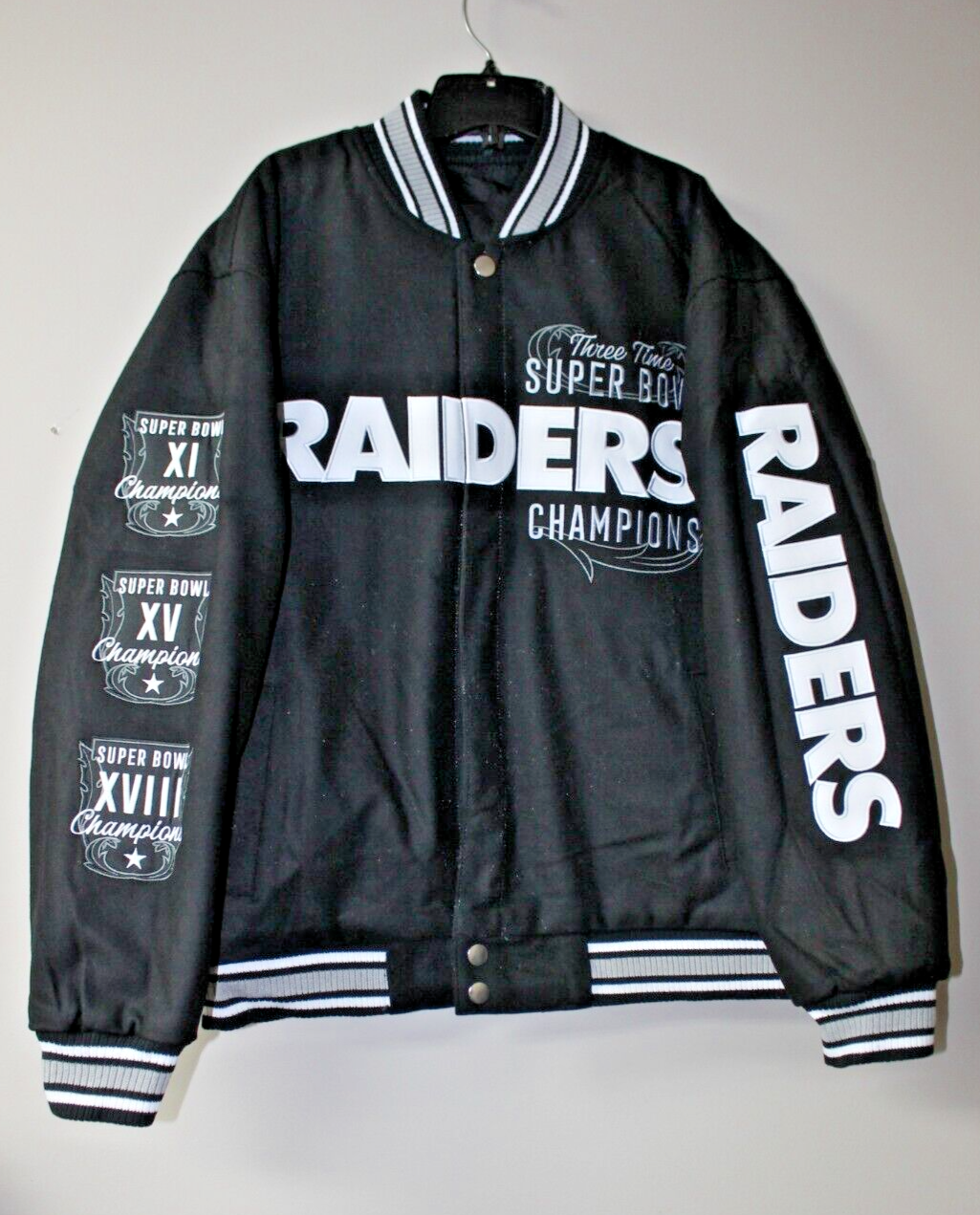 New NFL Oakland Raiders 3X Champions wool reversible insulation
