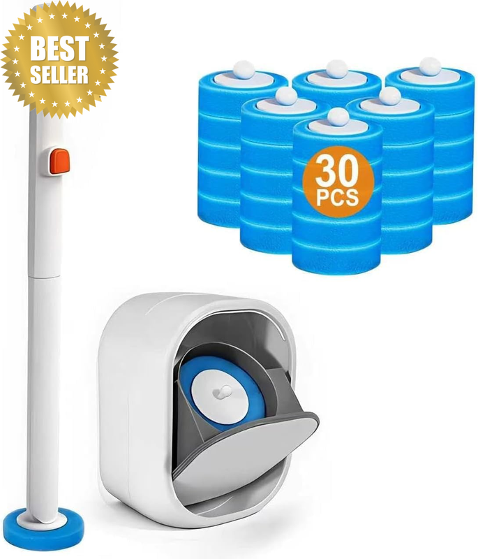 Toilet Brush Set Wall-Mounted,Toilet Brushes & Holders with 30 Toilet Scrubber R