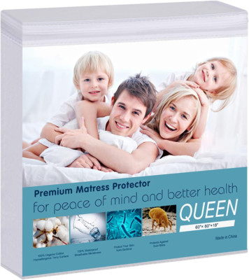 Waterproof Mattress Pad Protector 100% Organic Cotton Hypoallergenic Breathable 