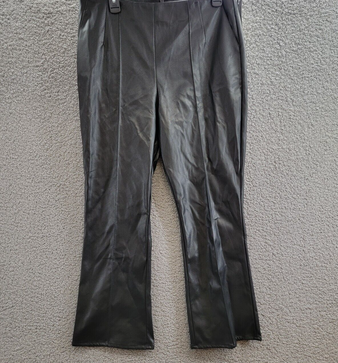 French Connection Claudia Faux-Leather Kick-Flare Pants Womens 10 Black Back Zip - Picture 2 of 17