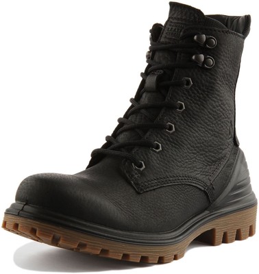 Pre-owned Ecco Tredtray Leather Hiker Boots Womens Sneaker In Black Size Uk 3 - 8