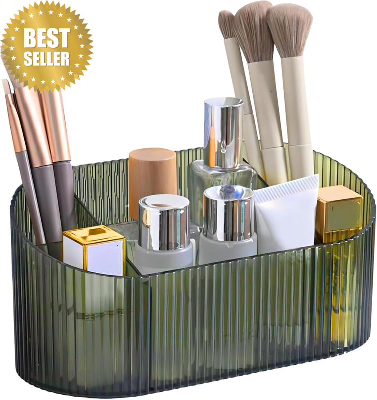 Capacity Makeup Brush Holder,5 Slot Makeup Brush Holder,Vintage Striped Make up