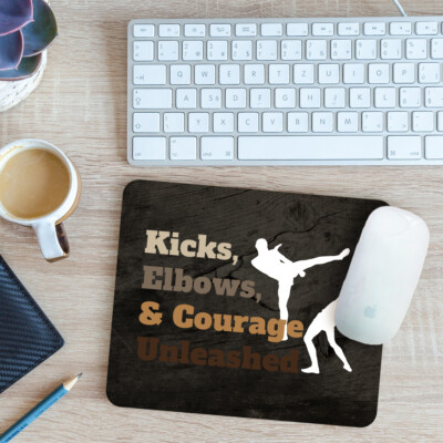 Kicks Elbows & Courage Mouse Mat Pad Funny Muay Thai Gift 24cm x 19cm