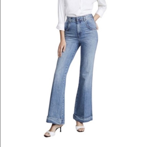 リダンRe/Done High Rise Straight Cuffed RE/DONE Jeans | Comfort Stretch High Rise Stove Pipe in Mid 70s