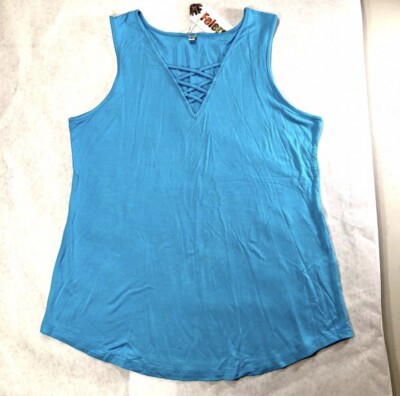 Feiersi Women s Bright Sky Blue Sleeveless Shirt Top Size Large NWT