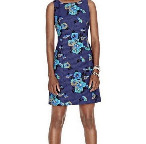 Fossil Angelina Blue Floral Sheath Dress Size 4 | eBay