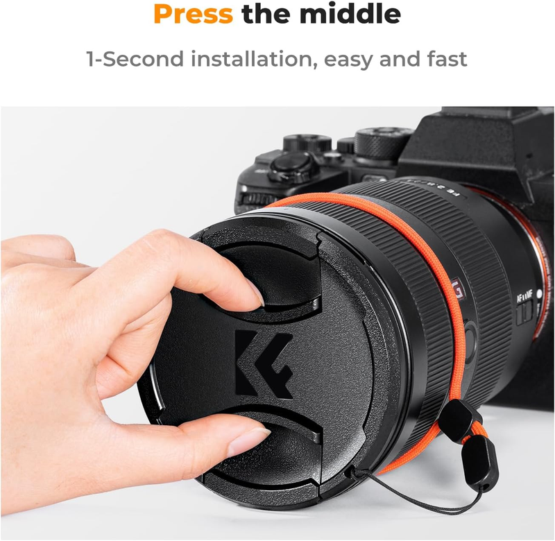 67MM Lens Cap Snap-on Front Camera Lens Cover + Elastic Lens Cap Keeper + 2 Clea