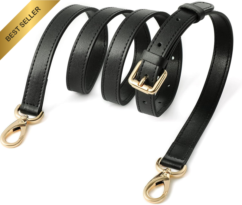 Genuine Leather Purse Strap Replacement Crossbody Handbag Long Adjustable, Black