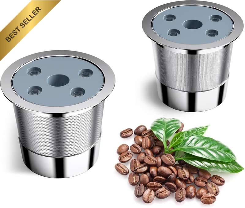2 Pcs Reusable Coffee Pods, 20Ml Refillable Black K Cups, Universal Stainless St