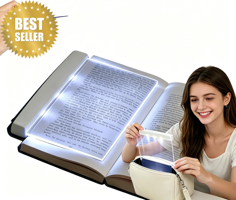 Full Page LED Book Light for Reading in Bed | Glare-Free, No-Disturb Panel Lamp,