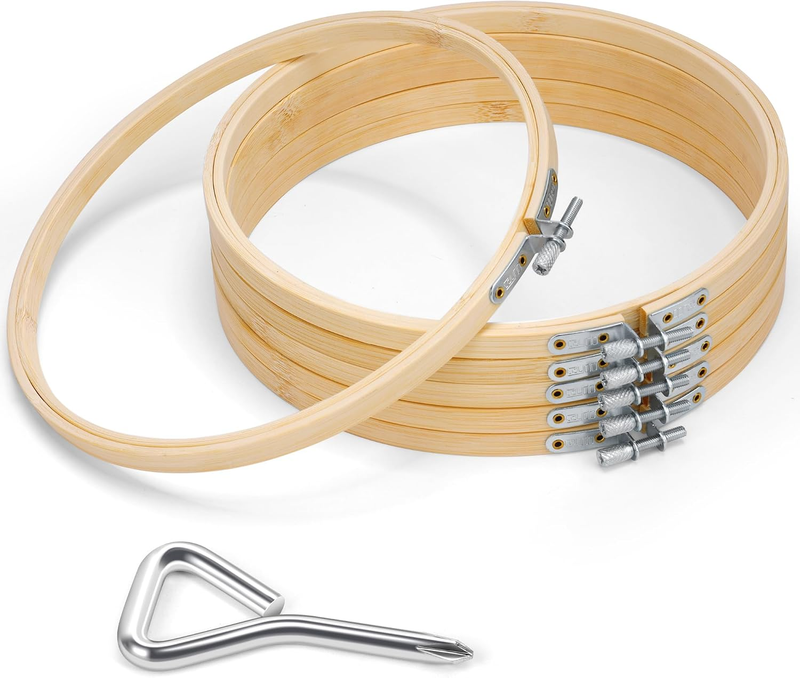 6 Pieces 8 Inch Embroidery Hoop with Metal Screw
