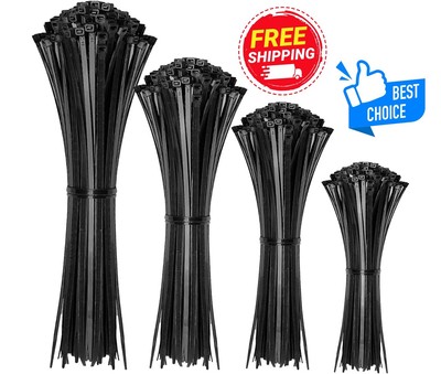 Cable Zip Ties,400 Pack Black Zip Ties Assorted Sizes 12+8+6+4 Inch,Multi-Purpos