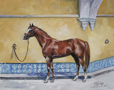 "Chestnut Spanish Horse"  oil on canvas, by Irek T. Szelag
