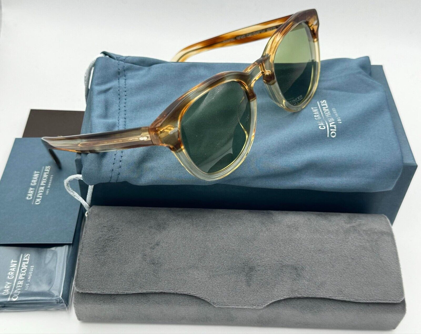 Pre-owned Oliver Peoples Cary Grant Sun Ov5413su 167452 -honey Vsb / Green C Sunglasses
