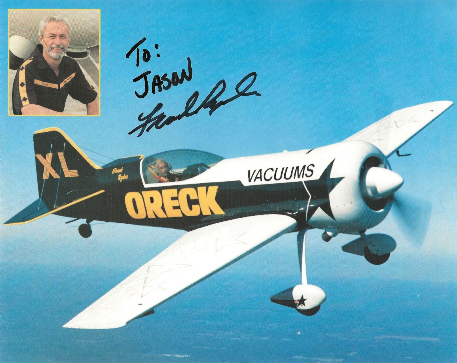 Pilot Frank Ryder OREC Vacuums Aircraft Signed Autographed Photo Air Show Crash