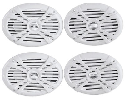 (4) Rockville RMSTS69W 6x9 2000w Waterproof Marine Boat Speakers 2-Way White