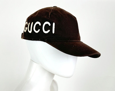 Gucci Men Brown Sz L Large 59 Gucci Loved Cotton Ball Cap Hat Runway Auth AS IS