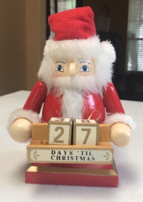 Santa Claus Wooden Nutcracker Countdown  Til Christmas with Number Blocks 6 