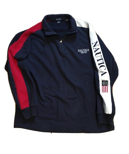 NAUTICA Sportswear Sweater 1/4 Zip Size XL NS-83 Flag Patch