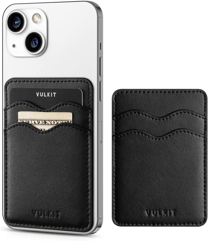 Stick on Card Holder Compatible for iPhone Leather Cell Phone Wallet Credit Card