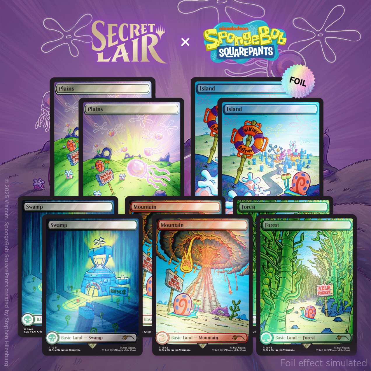 MTG Secret Lair x SpongeBob: Lands Under the Sea RAINBOW