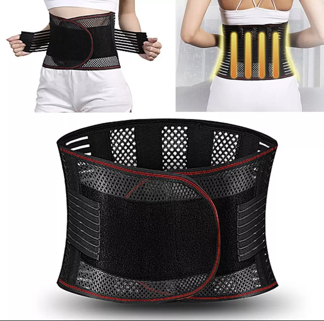 Back Brace Lumbar Support Belt 6-Stay ExtraStrength Design Lowerback Pain Relief