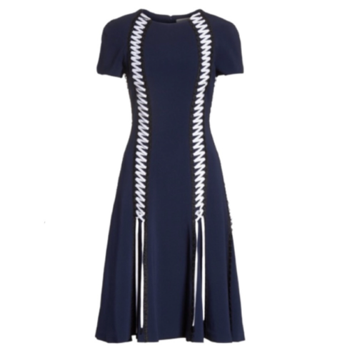 Jonathan Simkhai Navy Short Sleeve Knee Length A-Line Dress